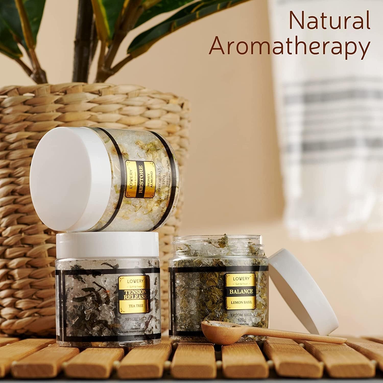 Gifts for Women Who Have Everything, Epsom Bath Salts Gift Basket Set, Self Care Salt W/Essential Oil, Valentines Day Gifts for Her, Mom, Lavender, Eucalyptus, Lemon, Coconut, Tea Tree, Honey Almond