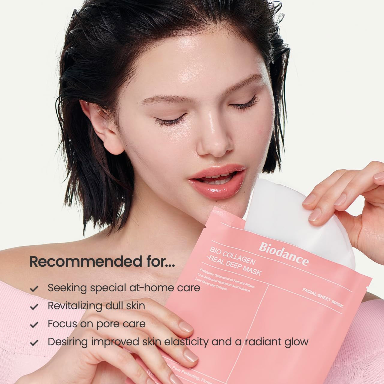 Bio-Collagen Real Deep Mask, Hydrating Overnight Hydrogel Mask, Pore Minimizing, Elasticity, Plumping Improvement, Korean Skin Care, Gifts for Women | 1.19Oz(34G) X 4Ea
