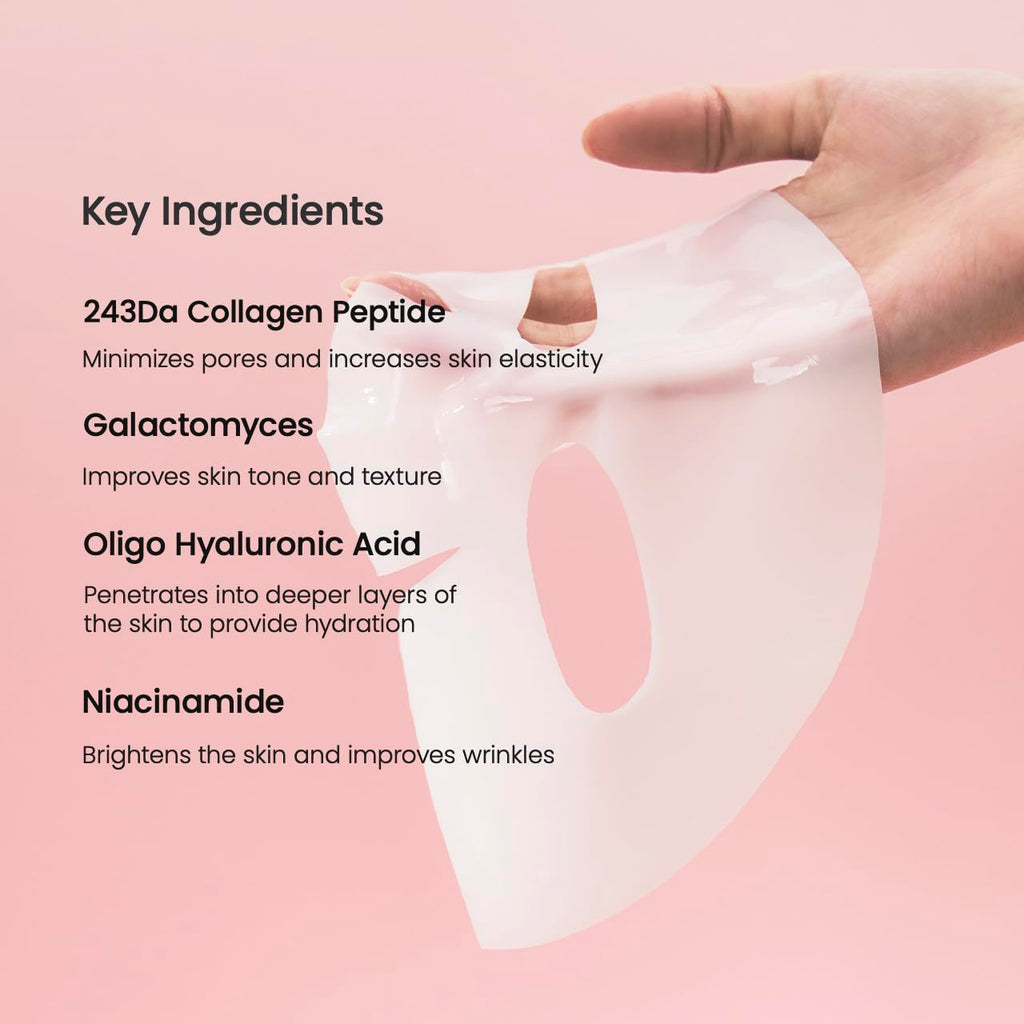 Bio-Collagen Real Deep Mask, Hydrating Overnight Hydrogel Mask, Pore Minimizing, Elasticity, Plumping Improvement, Korean Skin Care, Gifts for Women | 1.19Oz(34G) X 4Ea