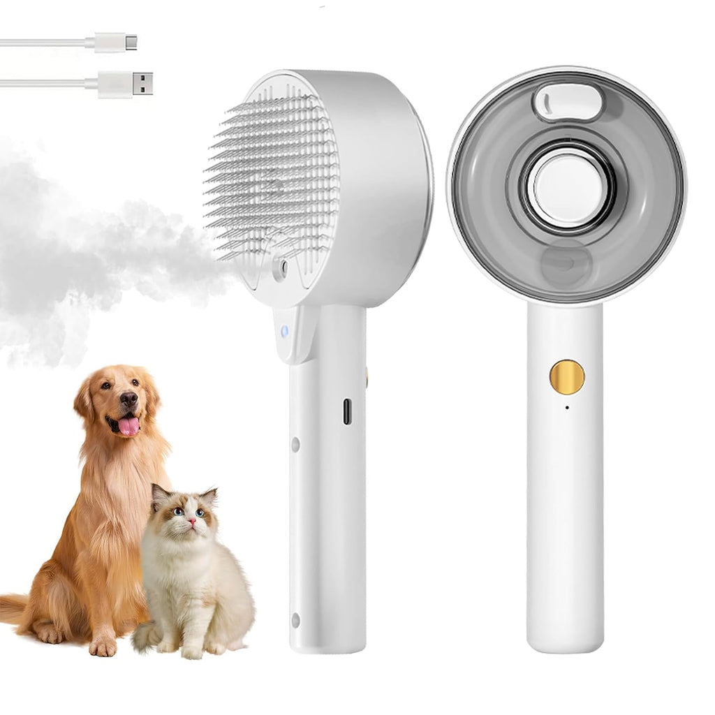 Cat Steam Brush,Cat Brushes for Indoor Cats, 4 in 1Spritz Spray Defur Comb, Cloud Care Shedding Control, Pet Grooming Brush for Long Short Hair Cats Dogs, Massage Clean Design Pet Steam Brushes
