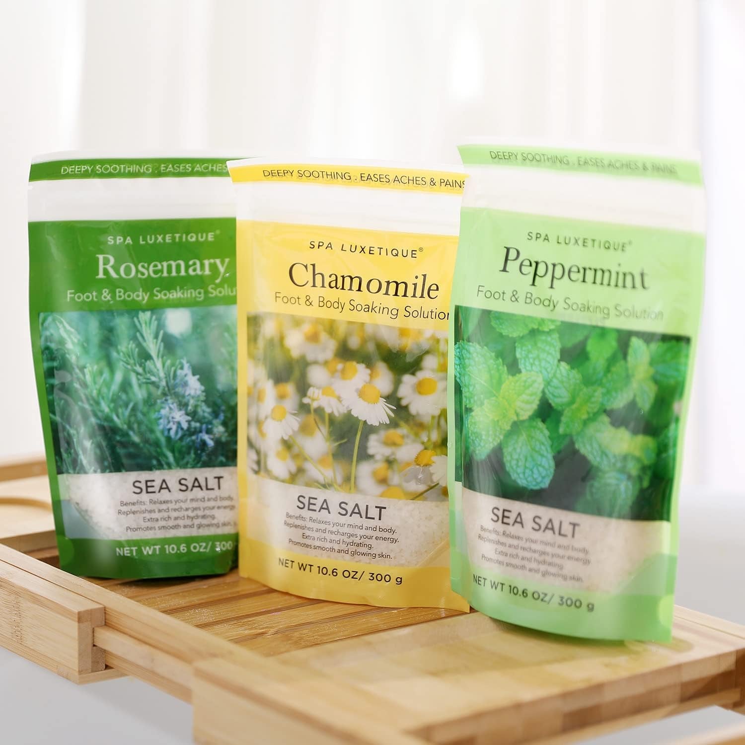 Bath Salts Gift Set 6-Pack, Foot and Body Sea Salts for Soaking, Wooden Scooper, 0.5Oz Argan Oil, Bath Salts for Women Relaxing, Mother'S Day Gifts for Mom, Christmas Gifts for Her